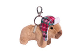 Winter Capybara Bag Charm plush capybara wearing a red plaid winter hat