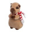 Holiday Capybara plush toy wearing a red and white striped scarf