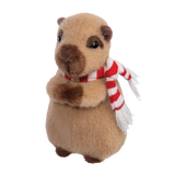 Holiday Capybara plush toy wearing a red and white striped scarf