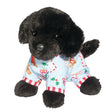 Black Lab in PJs plush dog wearing festive pajamas