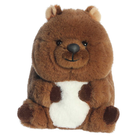 Rolly Pet Quokka Quinn plush with soft brown fur, round body, signature smile, and friendly eyes, perfect for all ages.