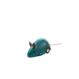 Mouse Pullback Blue toy in teal with wheels and tail, a fun and fast pullback toy for kids ages 3 and up.