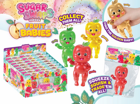 Sugar Swaps Fruit Babies | Apple collectible apple character toy and colorful display packaging