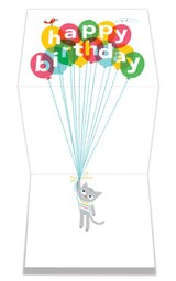 Birthday Balloon Kitty Tri Fold Card