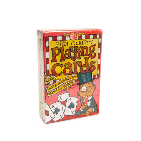 Box of high quality playing cards featuring colorful vintage design and instructions for a variety of fun card games for all ages