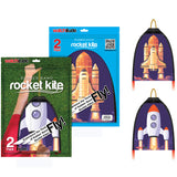 Two-pack rubberband rocket kites with colorful space shuttle designs packaged for flying fun outdoors