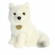 Soft white plush Arctic Fox toy with lifelike details sitting upright against a white background