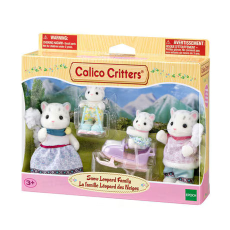 Snow Leopard Family toy set with four snow leopard figures and accessories