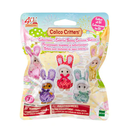 Colorful Bunny Costume Blind Bag with three pastel bunny figures in polka dot costumes