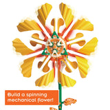 SolarFlower | Golden Sunrise golden spinning mechanical flower science kit with colorful moving petals