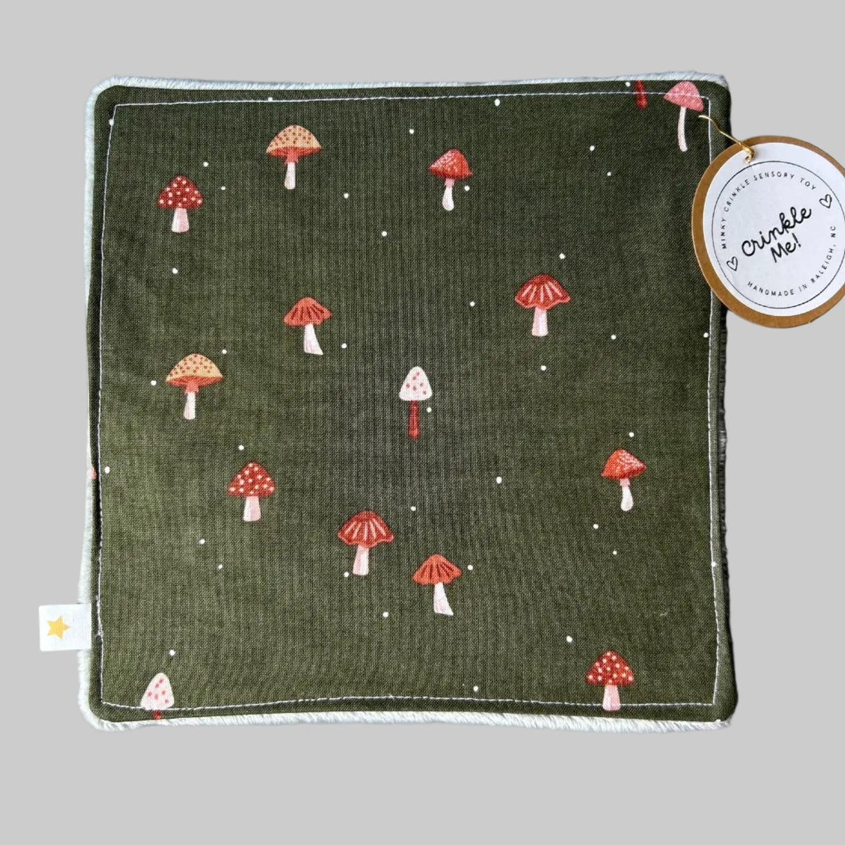 Minky Crinkle | Mushrooms on Green