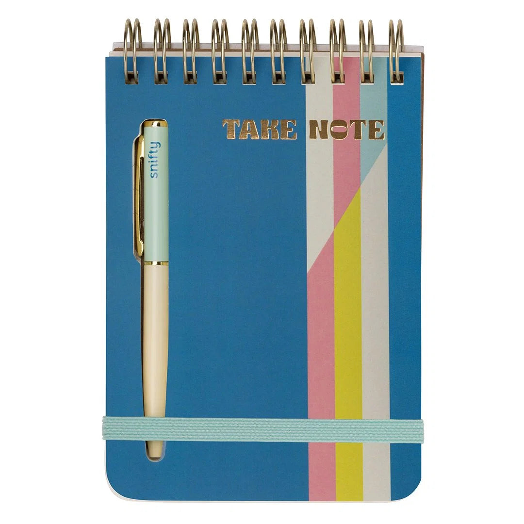 Take Note Notebook + Pen Set with blue spiral notebook and matching pen