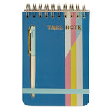 Take Note Notebook + Pen Set with blue spiral notebook and matching pen