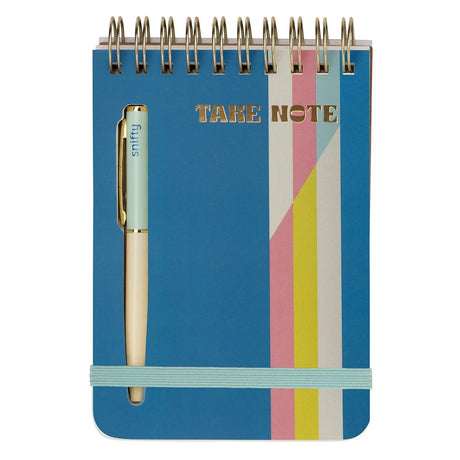 Take Note Notebook + Pen Set with blue spiral notebook and matching pen