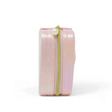 Sparkling Sequin Heart Jewelry Box in pink with a gold zipper and pearl accent