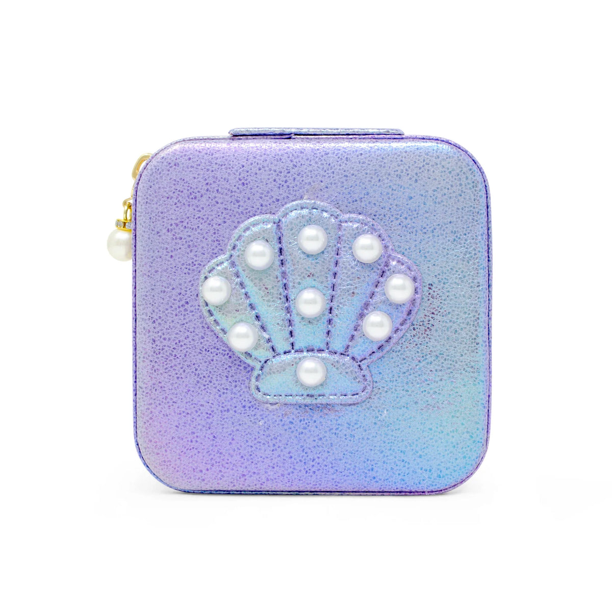 Mermaid Seashell Pearl Jewelry Box with iridescent shell and pearl details