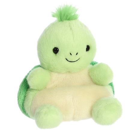 Palm Pals Turtle Tiny plush toy with soft green fur cream belly round head and friendly smile