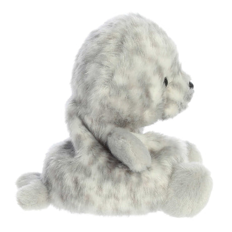 Palm Pals Harbor Seal Marina plush toy, 5 inches, soft spotted gray with bean pellets for all ages.