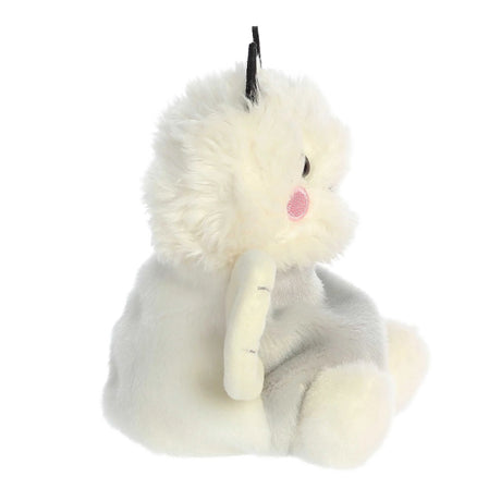 Soft and fluffy Palm Pals Moth Astra plush sitting, designed to fit comfortably in the palm of your hand.