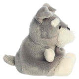 Palm Pals Schnauzer Korra gray and white plush dog toy sitting with floppy ears