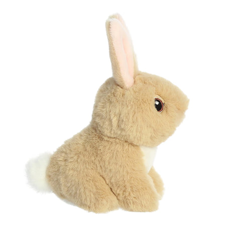 Bunny Eco plush with soft tan fur, white tummy, and embroidered eyes made from 100% recycled fabric for eco-conscious cuddles.