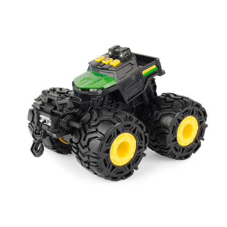 John Deere Lights & Sounds Gator toy with ultra-bouncy tires, wild treads, engine sounds, and detachable winch.