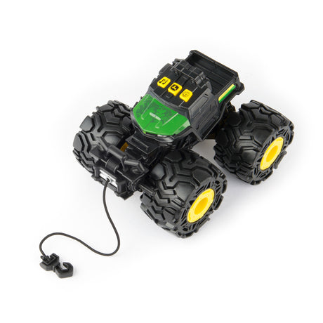 John Deere Lights & Sounds Gator toy with ultra-bouncy tires, wild treads, three sound buttons, and detachable winch.