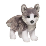 Husky Nikita plush toy with soft gray and white fur, blue eyes, and a standing pose for cuddles and adventures.