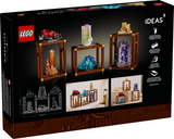 LEGO Ideas Mineral Collection with buildable shelving units and colorful mineral replicas for creative display and decoration.
