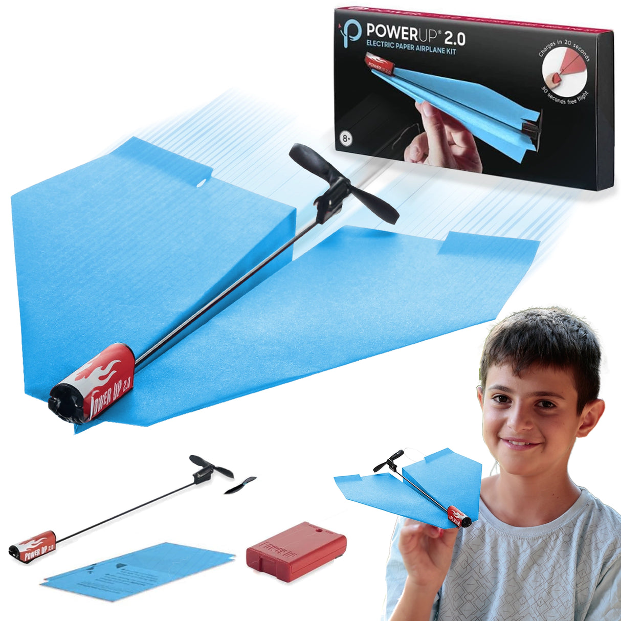 Powerup 2.0 Paper Airplane Engine | Blue