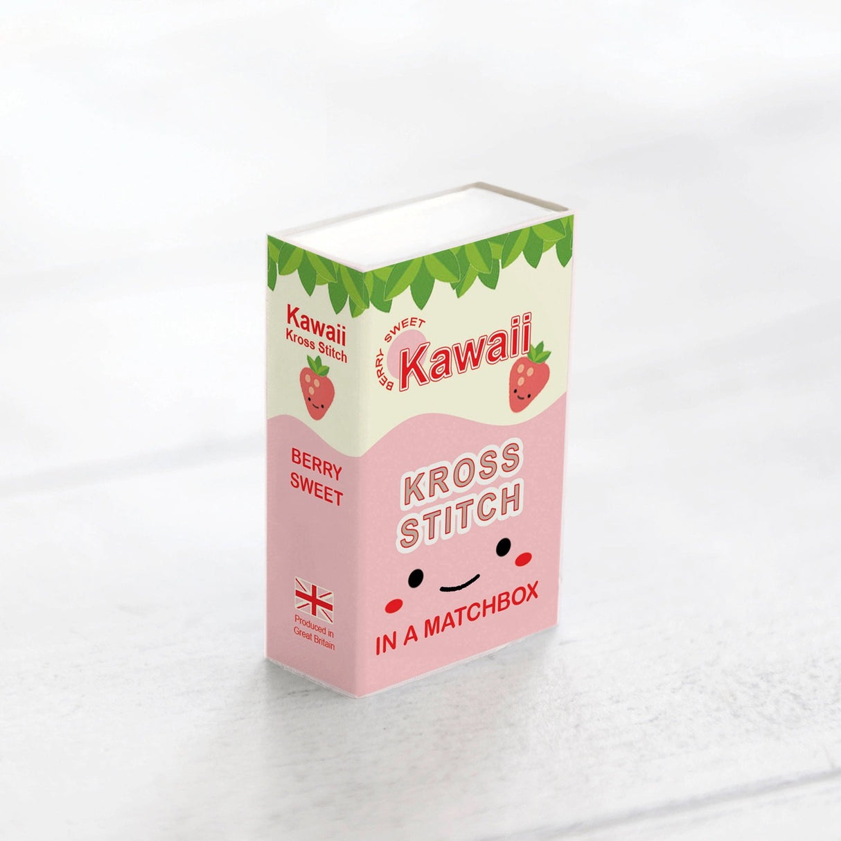 Kawaii Strawberry Cross Stitch Matchbox