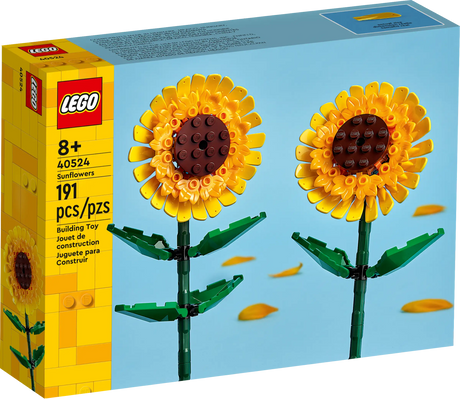 LEGO Botanicals Sunflowers building kit with bright yellow blooms and green stems, perfect for cheerful decor.