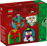 LEGO Christmas ornament set with buildable Santa, reindeer, snowman, and gift designs for kids ages 6 and up