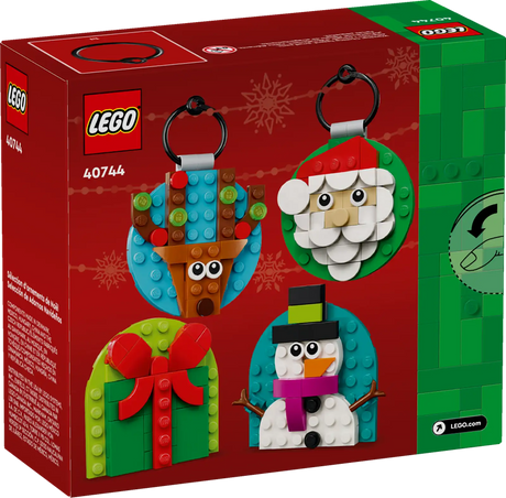 LEGO Christmas ornament set with buildable Santa, reindeer, snowman, and gift designs for kids ages 6 and up