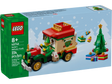 LEGO Santa's Delivery Truck playset with elf driver, Christmas tree, presents, and holiday decorations for imaginative play.