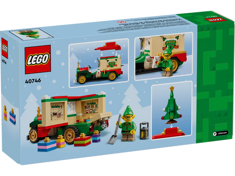 LEGO Christmas truck playset with elf minifigure, mini tree, presents, and festive accessories for imaginative holiday play