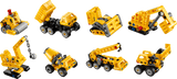 Technic Mighy Machines Blind Box featuring eight yellow construction vehicles
