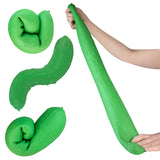 Easy Sqweezy Stretchy Jumbo Pickle green stretchy toy pulled and twisted by hands