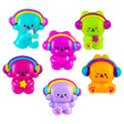 Taba-licious Headphones colorful headphone-wearing squishy figures in turquoise pink green orange and purple