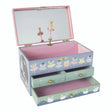 Jewelry Box | Enchanted with ballerina figurine, swan illustrations, three drawers, and music playing when opened.