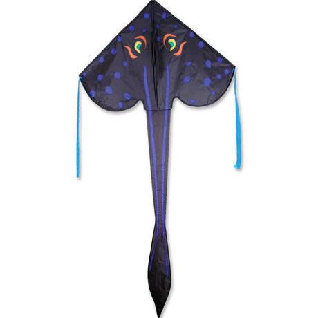 46" Easy Flyer Kite | Stingray in black and blue with simple design, easy assembly, and durable nylon fabric.