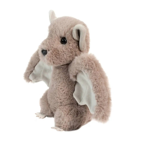 Flappie the Mini Soft Bat stuffed animal with plush gray fur and velvety wings, perfect for cuddling.