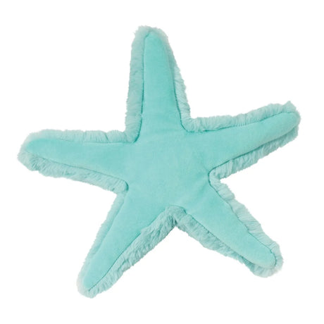 Soft plush teal starfish stuffed animal with bean-filled arms, named Starfish Angie, perfect for cuddling.