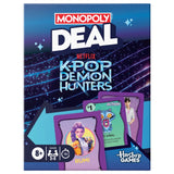Monopoly Deal: Kpop Demon Hunters game box featuring colorful K-pop character cards