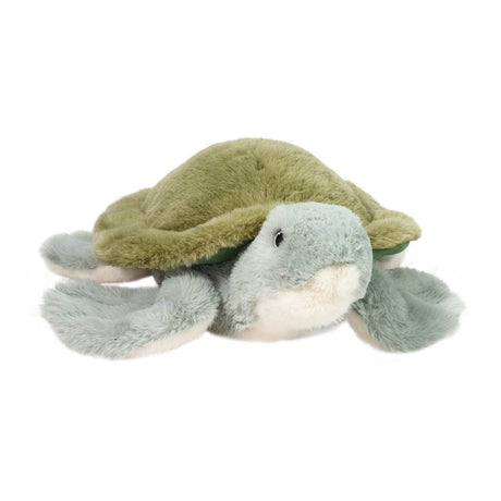 Sea Turtle DLux Sheldon plush stuffed animal with soft green shell and grayish-green body, perfect for cuddling and décor.