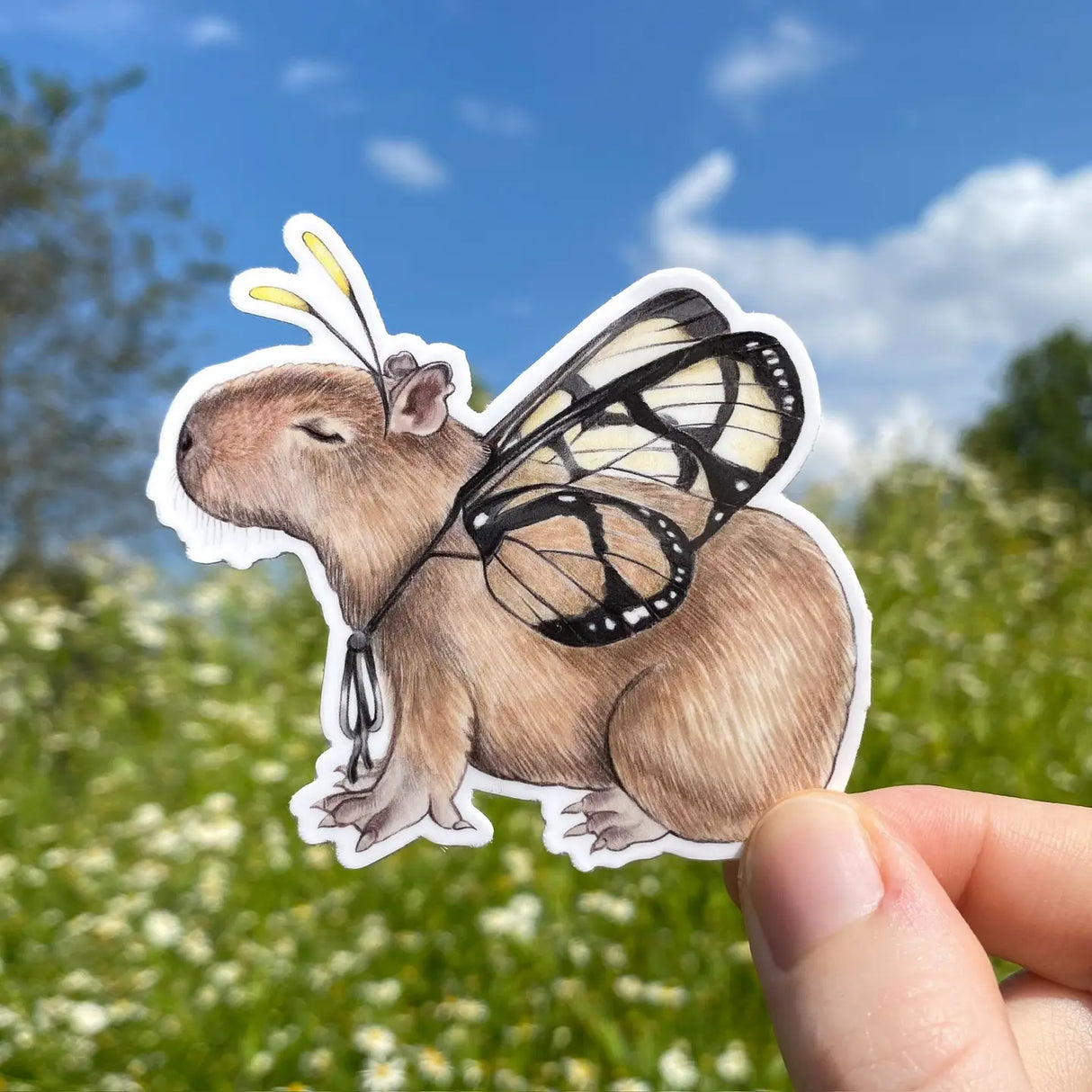 Butterfly Capybara Sticker
