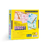 Travel Bingo game with colorful bingo cards and pencils in a bright yellow box