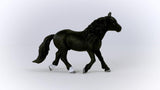 Black Noriker Stallion Horse figure walking with flowing mane and tail, perfect for rugged play adventures.