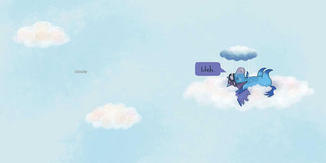 Weather Together illustration showing Nimbus with a small cloud, floating among soft white clouds in a blue sky.
