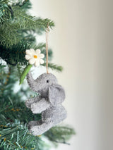 Elephant with Flower Felt Ornament